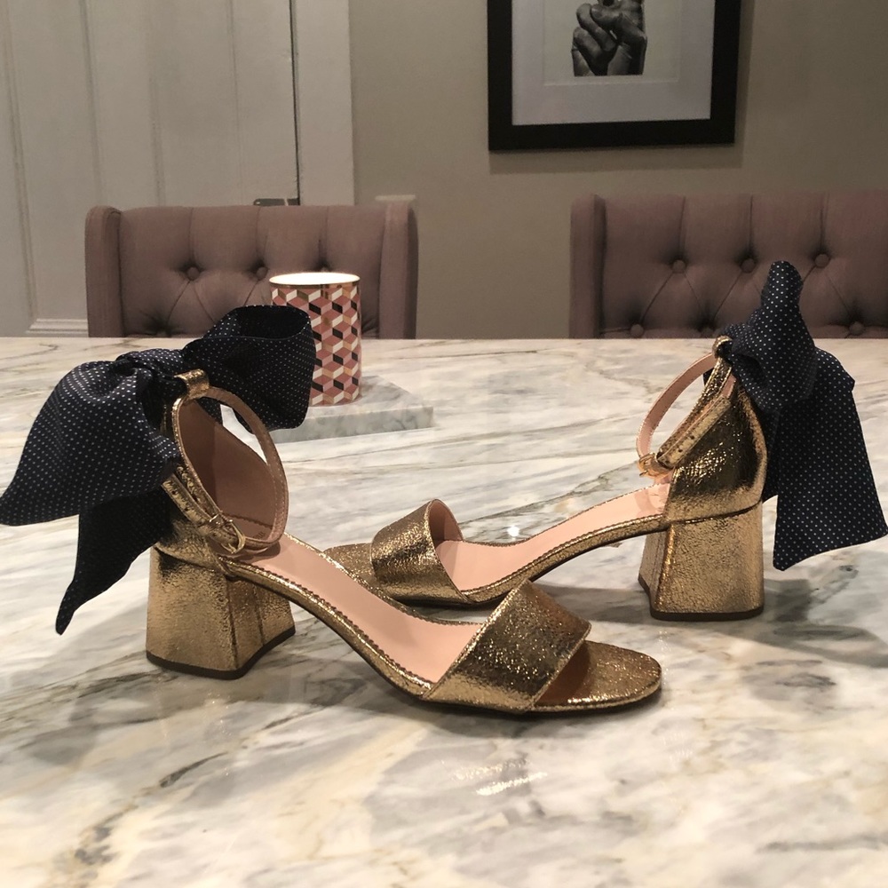 J.crew gold sandals with silk ties size 7.5